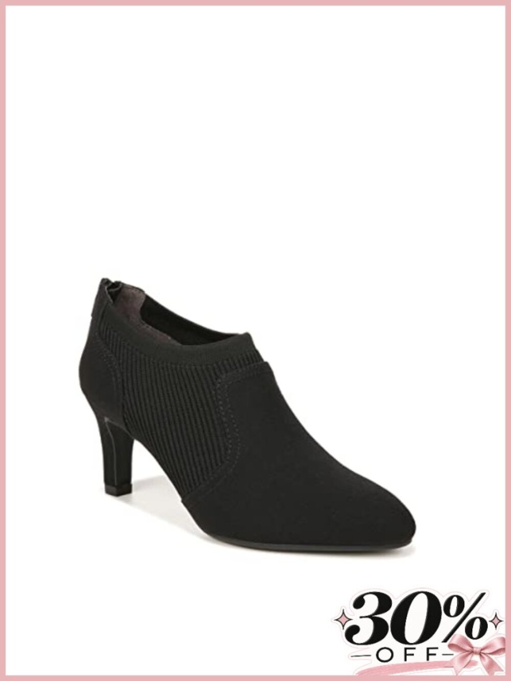 Womens Almond Toe Slip On Ankle Booties Stretch Comfort Heeled